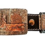 Black Leather Belt with Adjustable Slashed Buckle - Image 2