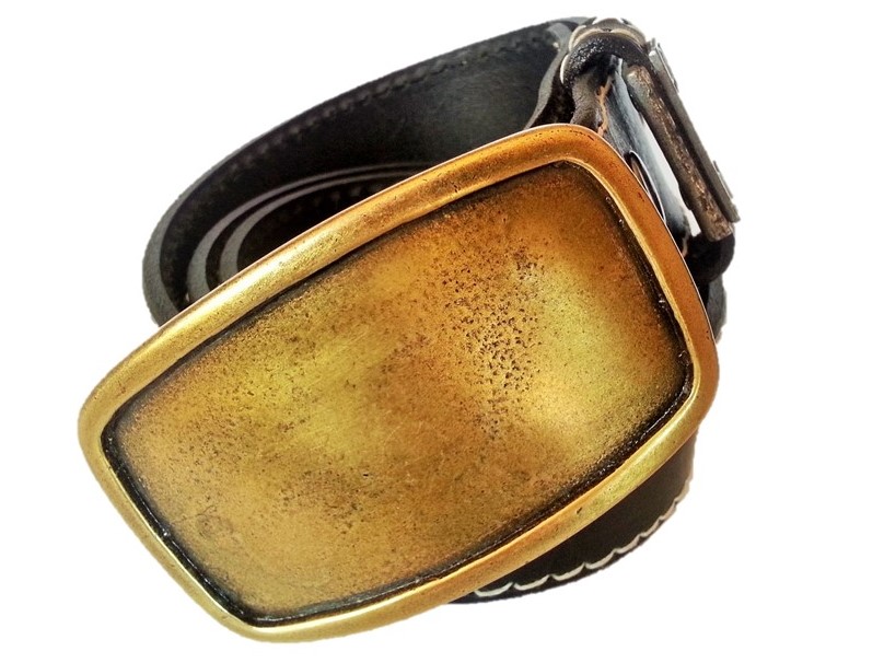 ROK Originals » Black Leather Belt with Adjustable Plain Brass Buckle